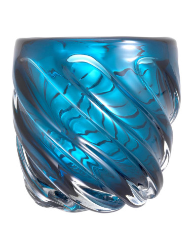 Vase in mouth-blown glass, blue.
