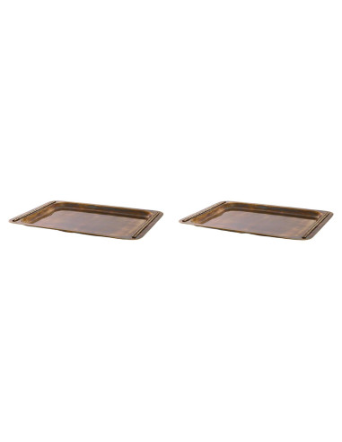 Pair of trays, patinated brass...