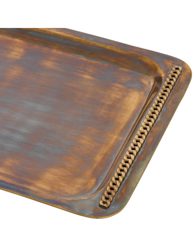 Pair of trays, patinated brass...