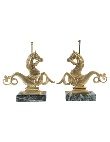 Pair of marble and bronze lamp bases,...