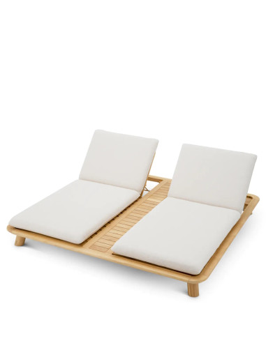 Double outdoor daybed, natural teak,...