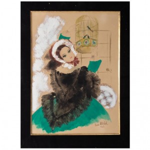 Aquarelle, bella epoque, 1900-1920, firmato renée michèle, paris