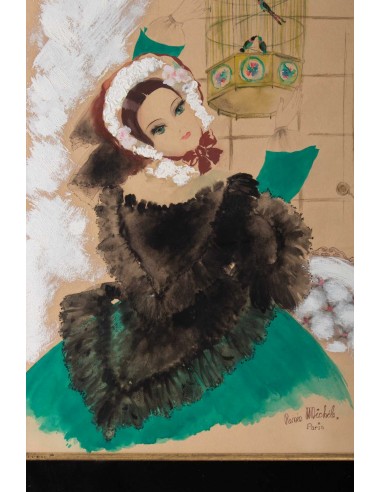 A quarelle, autiful epoque,1900-1920年,签名
