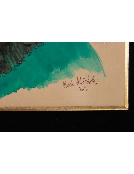 Aquarelle, красивый epoque, 1900-1920, подписанный renée michèle, paris