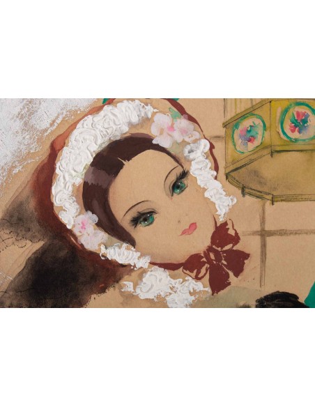 A quarelle, autiful epoque,1900-1920年,签名