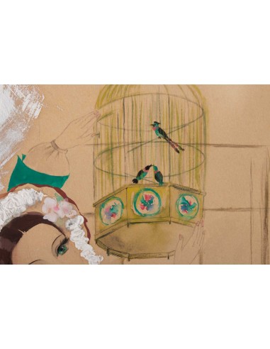 Aquarelle, красивый epoque, 1900-1920, подписанный renée michèle, paris