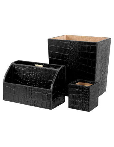 3-piece desk set, croco-embossed...