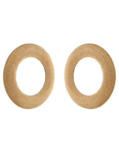 Paire de miroirs en rotin naturel.