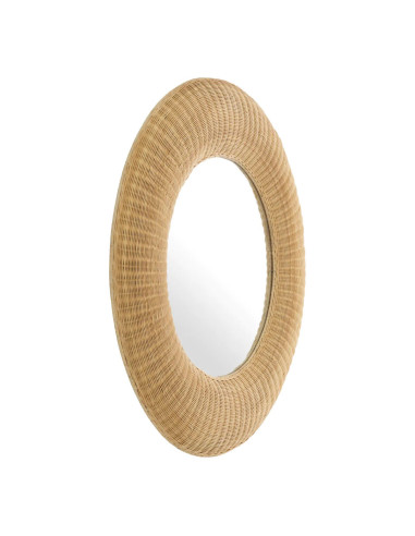 Pair of natural rattan mirrors.