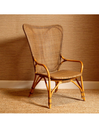 Paire de chaises, fauteuils en rotin,...