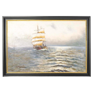 19 世纪晚期布面油画，海洋画。