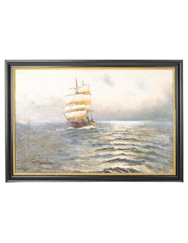 19 世纪晚期布面油画，海洋画。