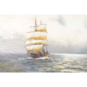19 世纪晚期布面油画，海洋画。 2
