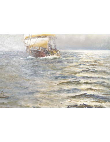 19 世纪晚期布面油画，海洋画。