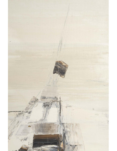 马克-鲍曼的布面油画，描绘一艘船，20 世纪。