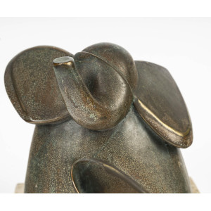 大象青铜雕塑，20 世纪，署名 A.Pair，大理石底座。 2