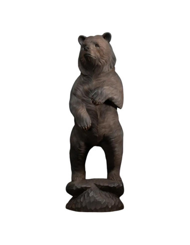 Geschnitzte Holzskulptur, Stehender Bär.