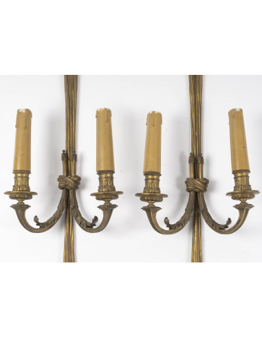一对带帷幔装饰的乌金壁灯，19 世纪，拿破仑三世时期。