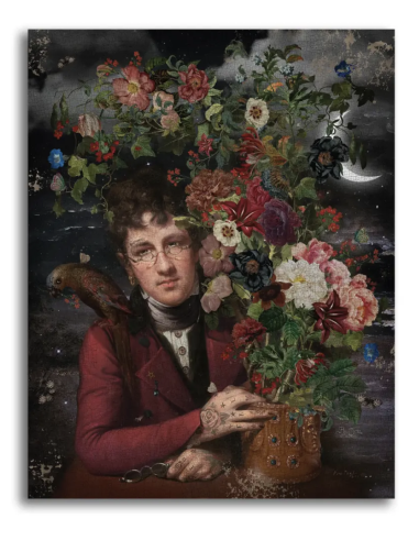当代艺术家 Voglio Bene 的画作 "植物学家 "的手工压印复制品
