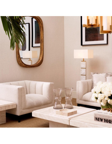 Distinctive mirror design, aged gold...