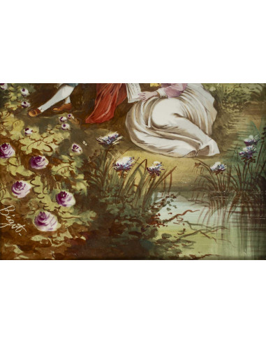 一对瓷板画，时代框架，拿破仑三世时期，19 世纪。