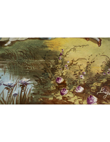 一对瓷板画，时代框架，拿破仑三世时期，19 世纪。