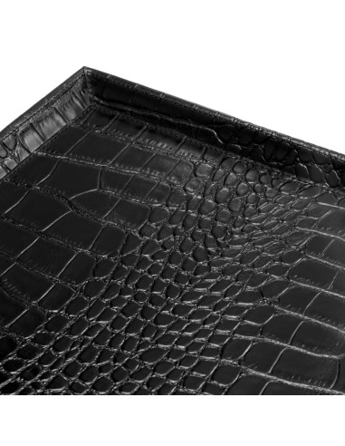 Set of 2 crocodile-embossed black...