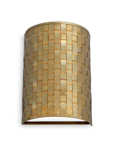 Pair of wall lights, patinated brass,...