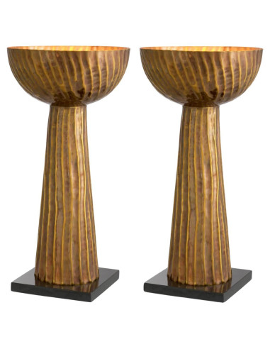 Pair of table lamps, patinated brass,...