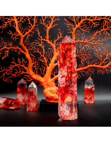 Red quartz obelisk