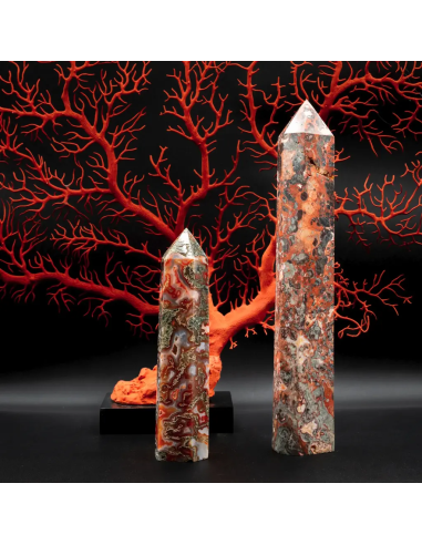 Pair of agate obelisks