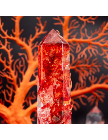 Red quartz obelisk