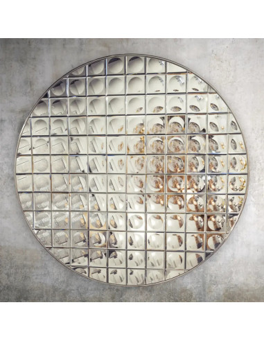 Round wall mirror with chrome facets,...