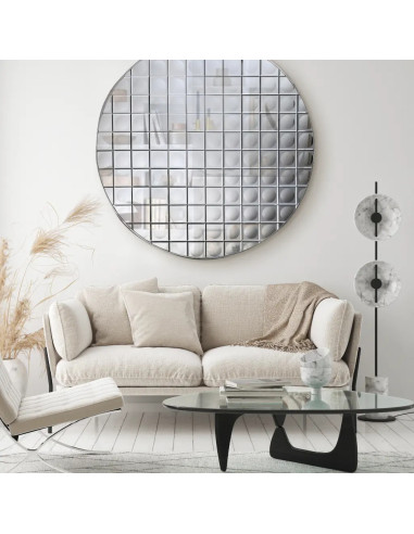 Round wall mirror with chrome facets,...