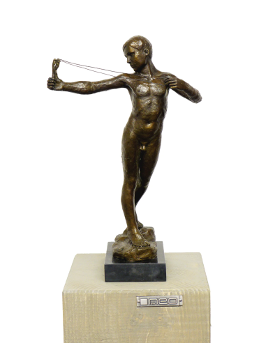 Male sculpture in patinated bronze