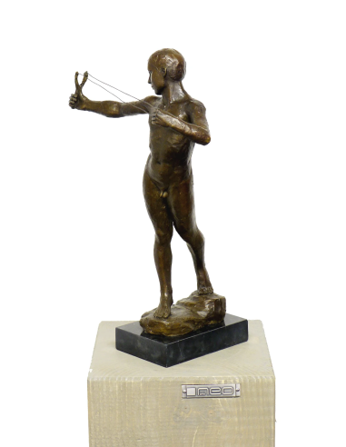 Male sculpture in patinated bronze
