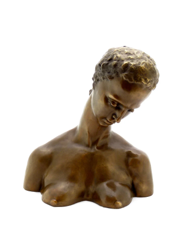 青铜半身像，复制品，卧姿女性头像，威廉-莱姆布鲁克（1911 年）