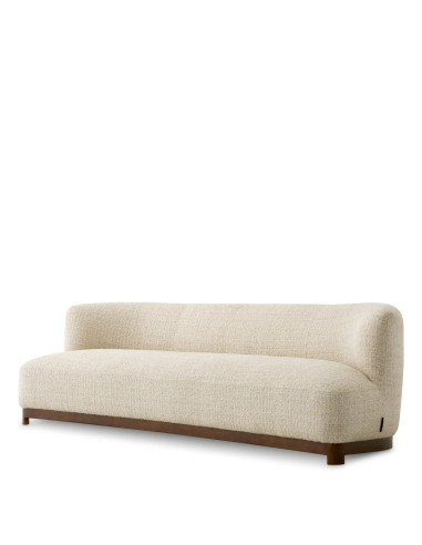 Sofa, beige fabric and walnut finish...