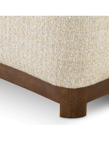 Sofa, beige fabric and walnut finish...