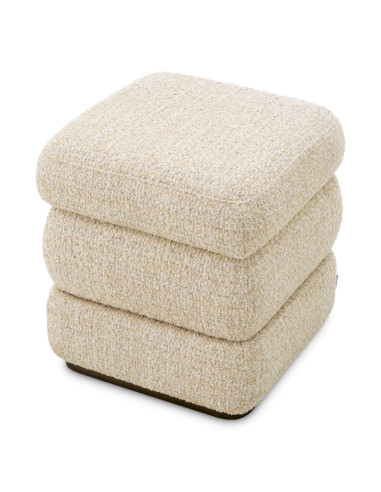 Hocker, beiger Stoff, Basis mit...