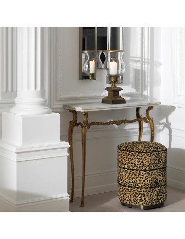 Stool, caramel leopard fabric,...
