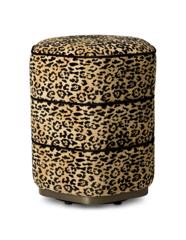 Stool, caramel leopard fabric,...