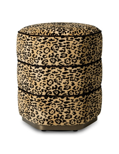 Stool, caramel leopard fabric,...