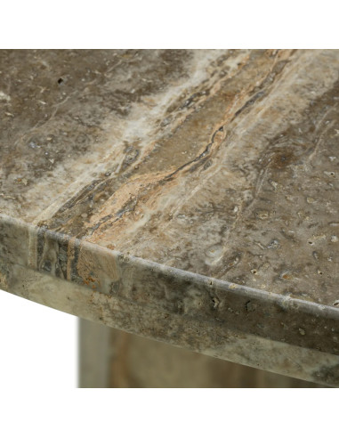 Stone dining table, silver travertine