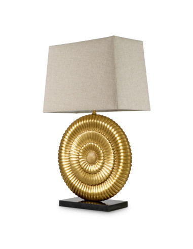 Candeeiro de mesa, acabamento dourado...