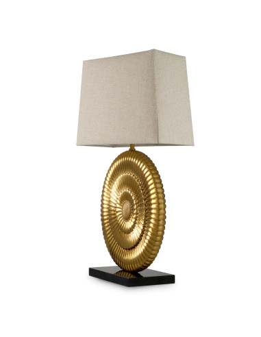 Candeeiro de mesa, acabamento dourado...