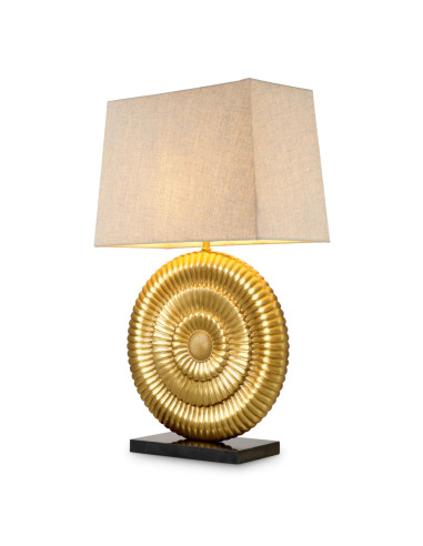 Candeeiro de mesa, acabamento dourado...