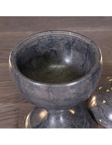 灰色/黑色大理石瓮，金色蜜蜂，经典帝国风格