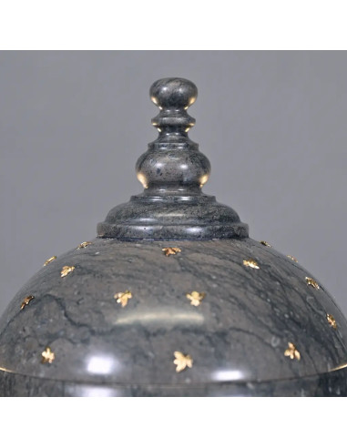 灰色/黑色大理石瓮，金色蜜蜂，经典帝国风格