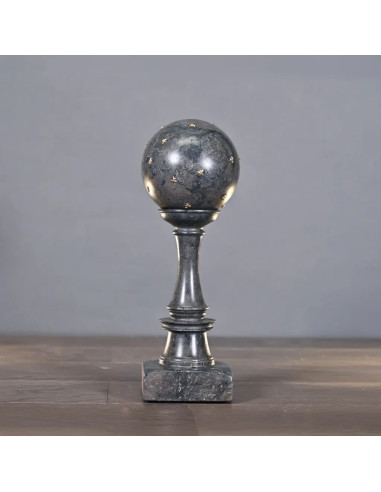 灰色/黑色大理石 "Bilboquet "配金色蜜蜂，经典帝国风格